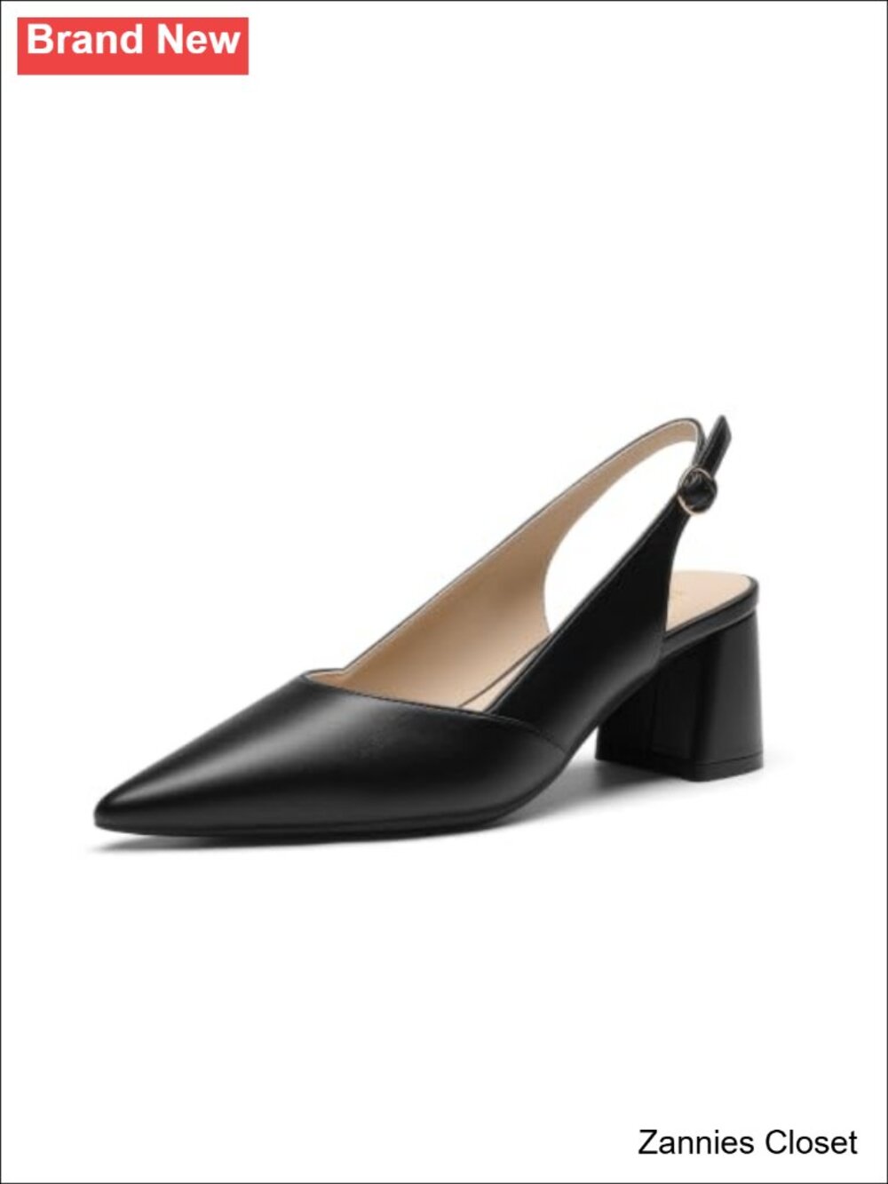 ✨DREAM PAIRS Womens Slingback Chunky Heels Work Shoes Faux Leather